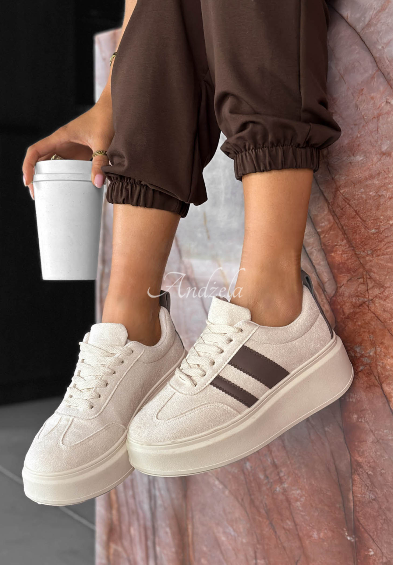 Wildleder Sneakers Start With Forever Beige-Schokoladenbraun