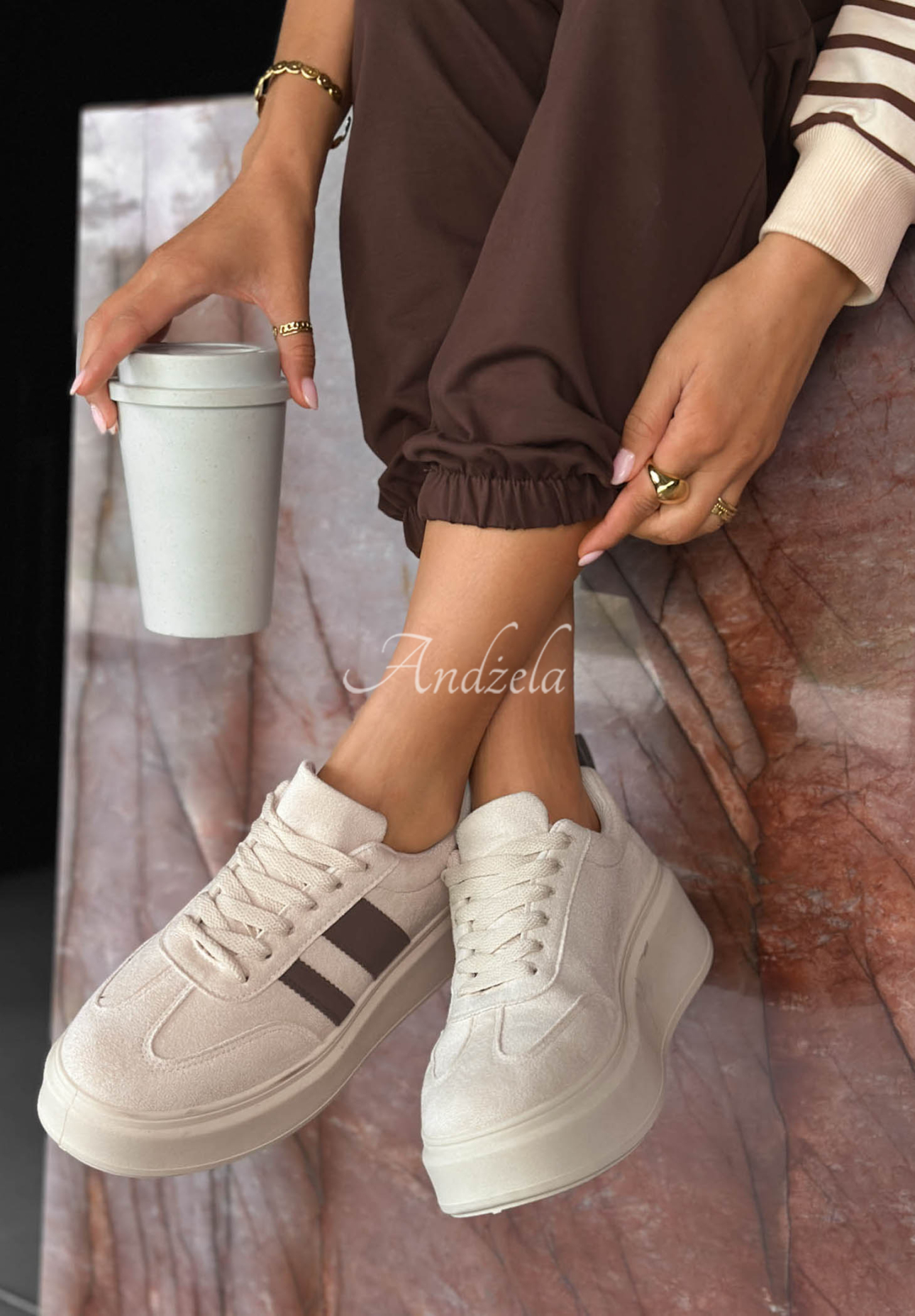 Wildleder Sneakers Start With Forever Beige-Schokoladenbraun