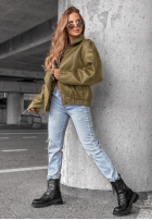 Skórzana  Jacke ze ściągaczem Amber Mood Olivgrün