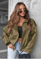 Skórzana  Jacke ze ściągaczem Amber Mood Olivgrün