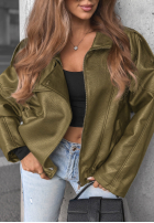Skórzana  Jacke ze ściągaczem Amber Mood Olivgrün
