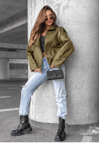 Skórzana  Jacke ze ściągaczem Amber Mood Olivgrün