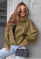 Skórzana  Jacke ze ściągaczem Amber Mood Olivgrün