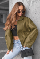 Skórzana  Jacke ze ściągaczem Amber Mood Olivgrün