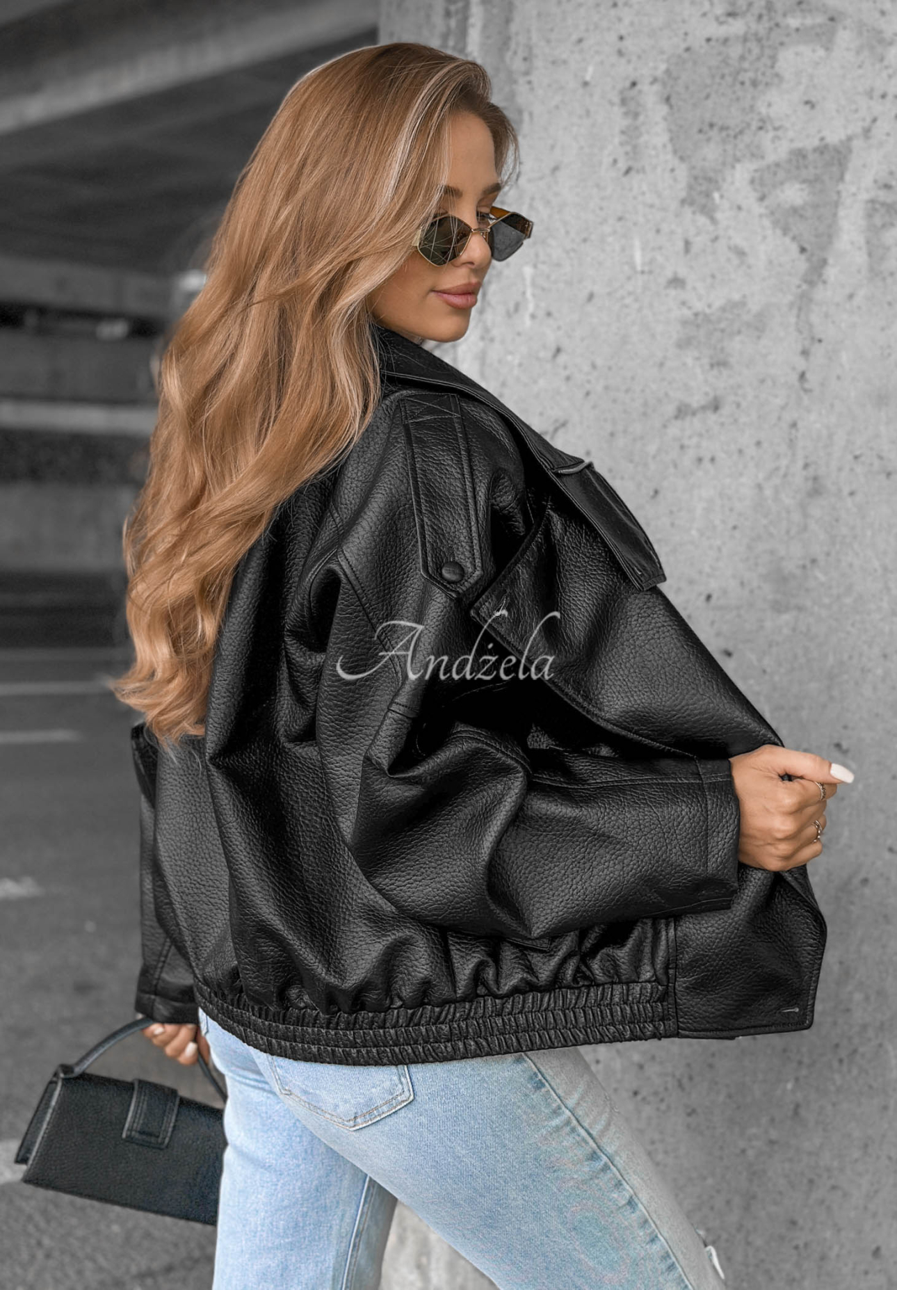 Lederjacke mit Bündchen Amber Mood Schwarz