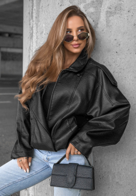 Lederjacke mit Bündchen Amber Mood Schwarz