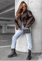 Skórzana  Jacke ze ściągaczem Amber Mood Olivgrün