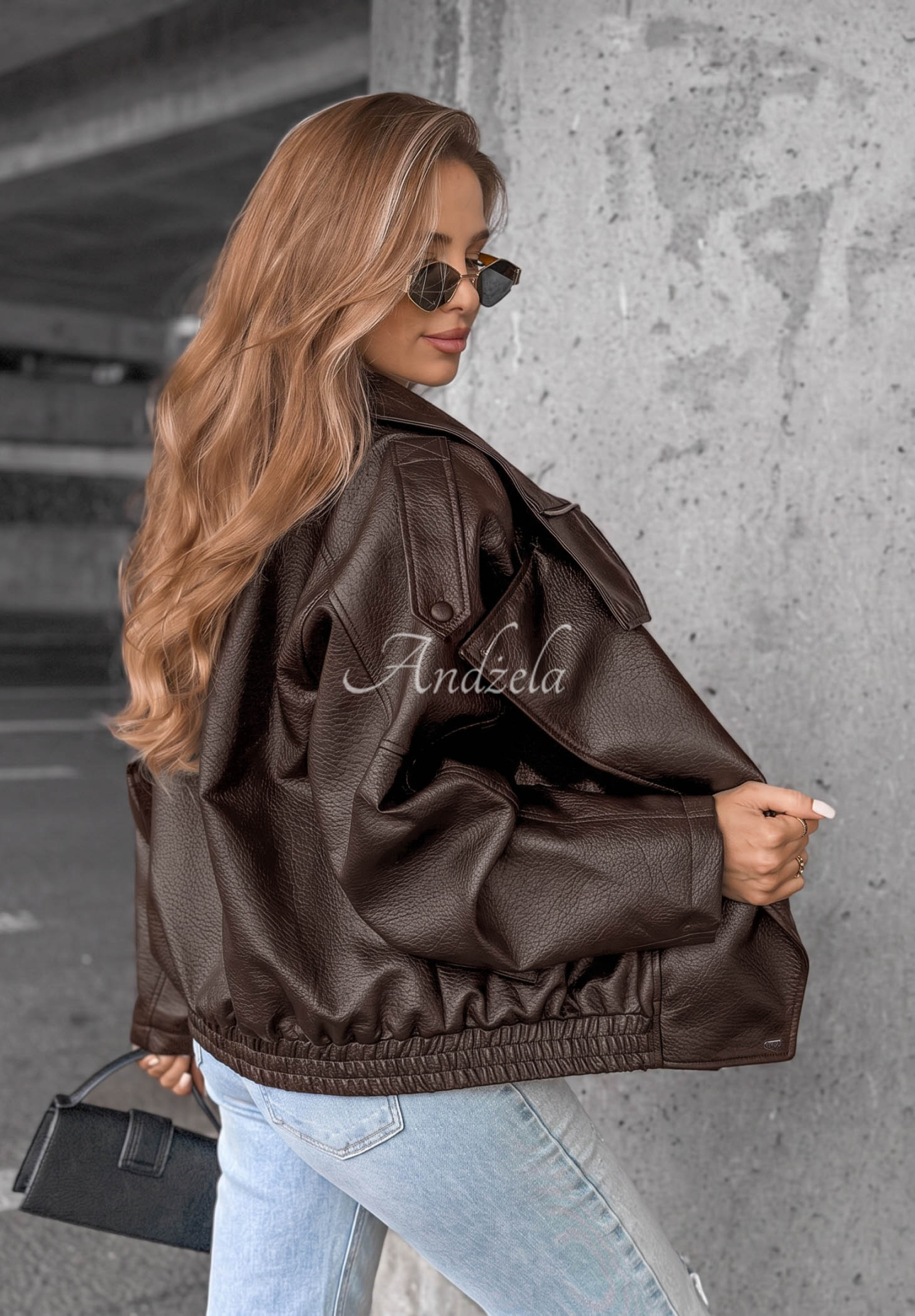 Lederjacke mit Bündchen Amber Mood Schokoladenbraun