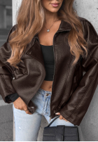 Skórzana  Jacke ze ściągaczem Amber Mood Olivgrün