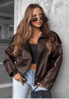 Skórzana  Jacke ze ściągaczem Amber Mood Olivgrün