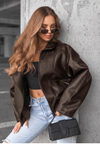 Skórzana  Jacke ze ściągaczem Amber Mood Olivgrün