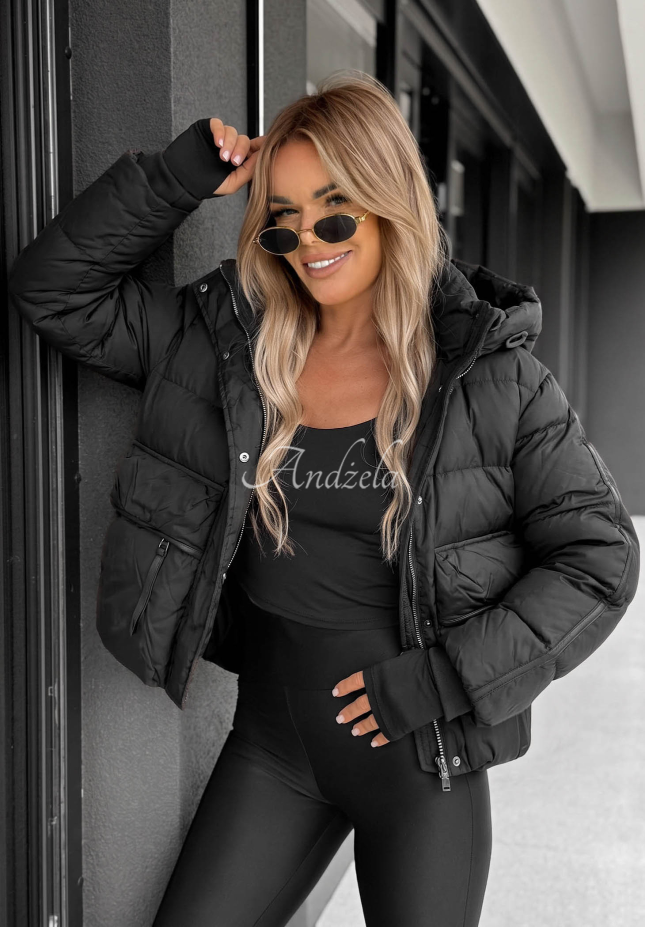 Kurze Daunenjacke mit Kapuze North Meadow Schwarz