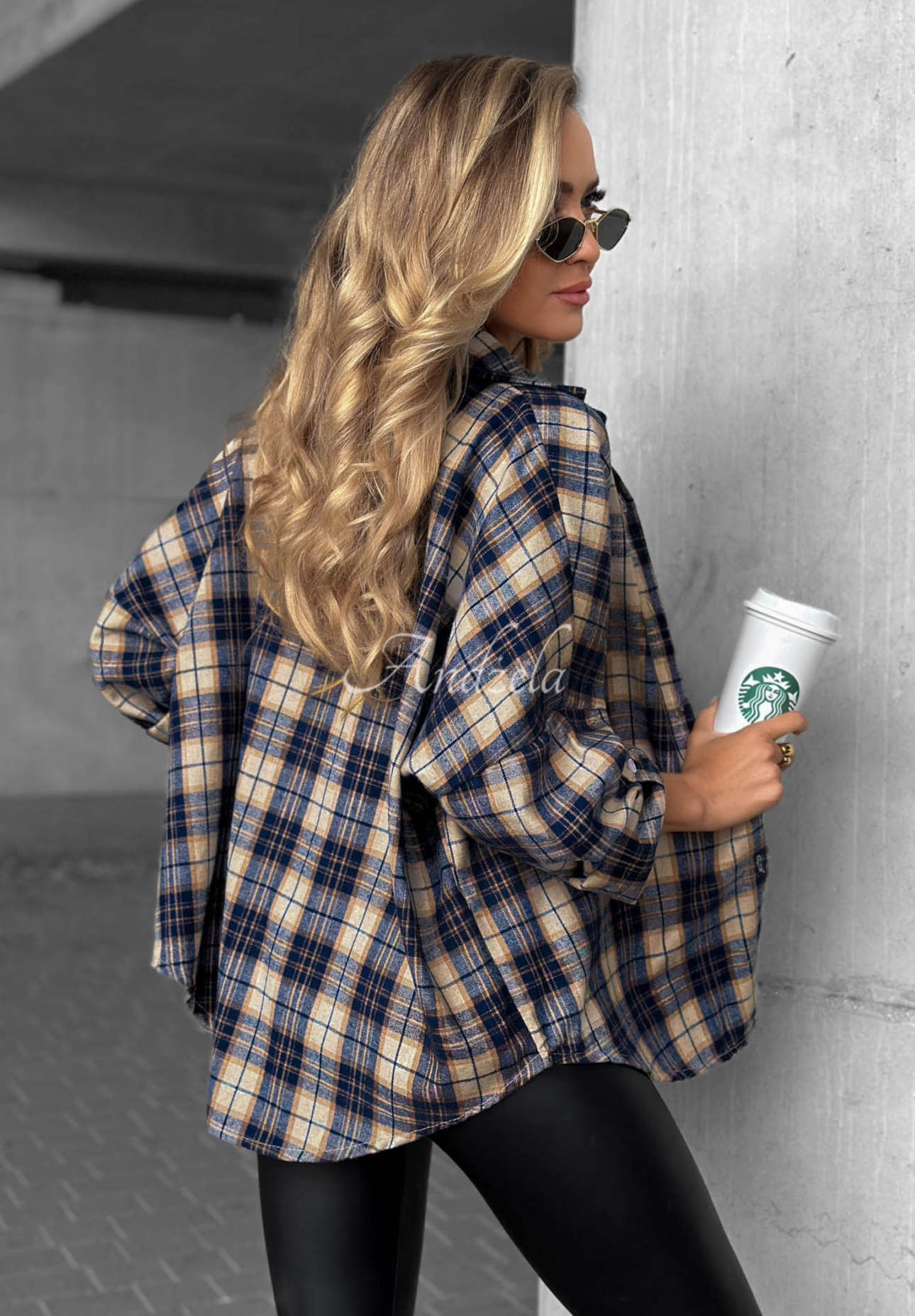 Kariertes Hemd mit Baumwolle und Viskose Cozy Edit Dunkelblau