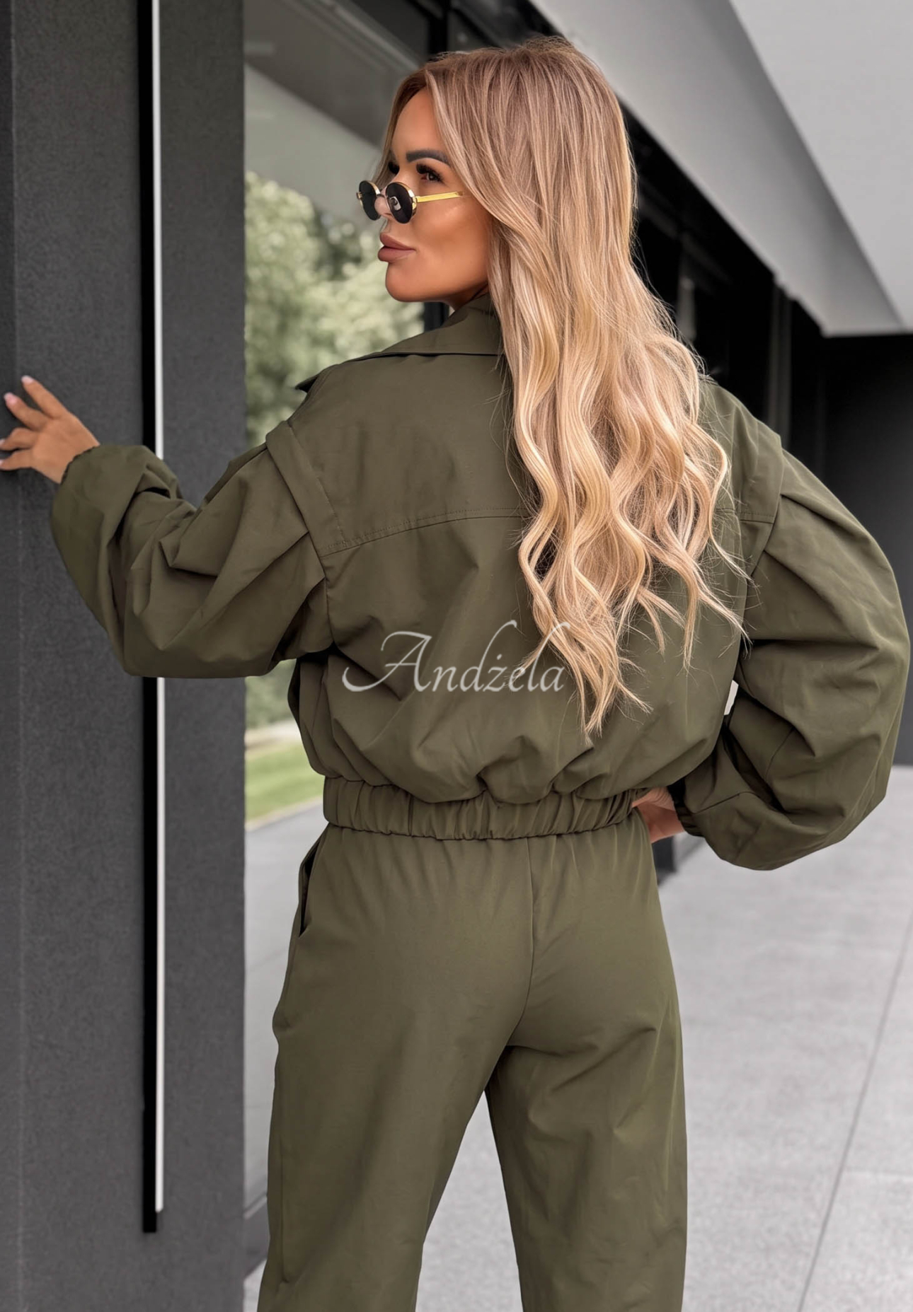 Kurzer, zweireihiger Oversize-Mantel mit Kragen Play Your Cards Khaki