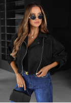 Krótka zamszowa Jacke bomberka Maple Story Schwarz
