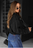 Krótka zamszowa Jacke bomberka Maple Story Schwarz