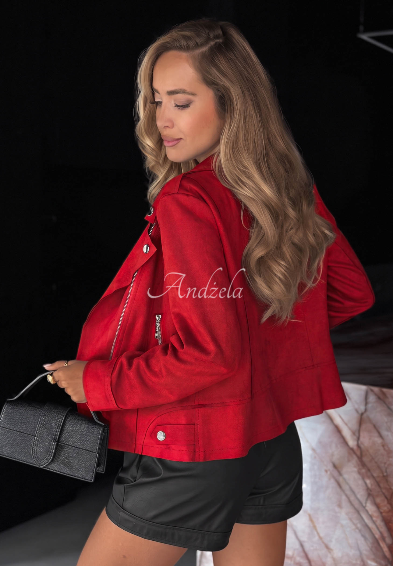 Bikerjacke aus Wildlederimitat Savage Rot
