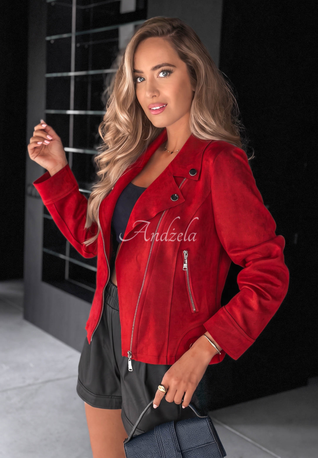 Bikerjacke aus Wildlederimitat Savage Rot