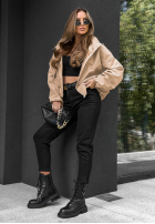 Krótka Jacke bomberka z kapturem Street Chic Beige