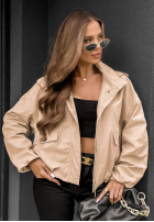 Krótka Jacke bomberka z kapturem Street Chic Beige