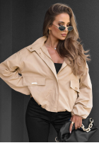 Krótka Jacke bomberka z kapturem Street Chic Beige