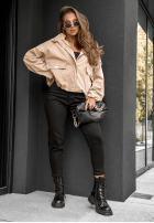 Krótka Jacke bomberka z kapturem Street Chic Beige