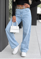 Hose Jeans wide leg z paskiem Day Trip Hellblau