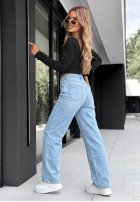 Hose Jeans wide leg z paskiem Day Trip Hellblau
