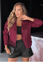 Zamszowa Jacke Bikerjacke Savage Burgunderrot