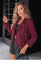 Zamszowa Jacke Bikerjacke Savage Burgunderrot