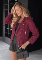 Zamszowa Jacke Bikerjacke Savage Burgunderrot