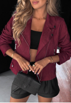 Zamszowa Jacke Bikerjacke Savage Burgunderrot