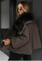 Krótka Jacke z futerkiem Nordic Mist Schokoladenbraun