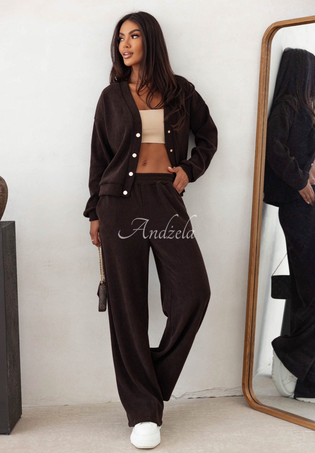 Cord-Set Sweatshirt und Hose wide leg aus Baumwolle Simple Escape Schokoladenbraun