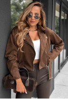 Krótka zamszowa Jacke Bikerjacke Daily Flow Schokoladenbraun