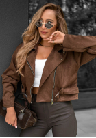 Krótka zamszowa Jacke Bikerjacke Daily Flow Schokoladenbraun