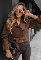 Krótka zamszowa Jacke Bikerjacke Daily Flow Schokoladenbraun