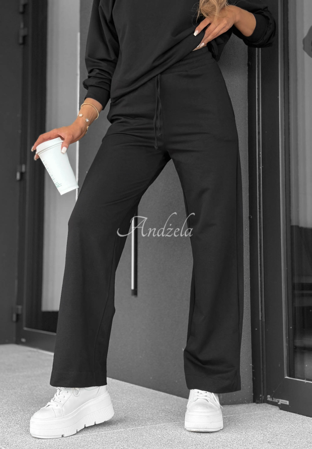 Jogginghose aus Baumwolle wide leg Never Late Schwarz