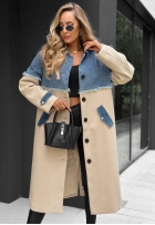 Długi Mantel z jeansowymi akcentami Park Avenue Beige-Blau