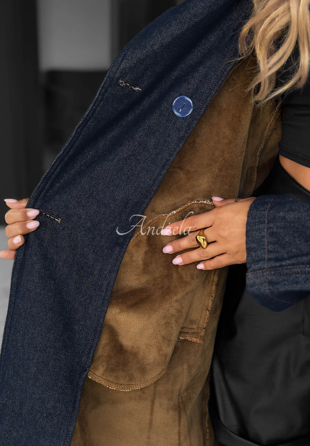 Langer Jeans-Trenchcoat mit Gürtel Autumn Outfits dunkelblau