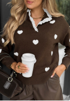 Pullover w serduszka Lovely Touch Schokoladenbraun