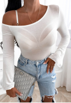 Asymetryczna Bluse z rozszerzanymi rękawami z modalem Make A Move Ecru