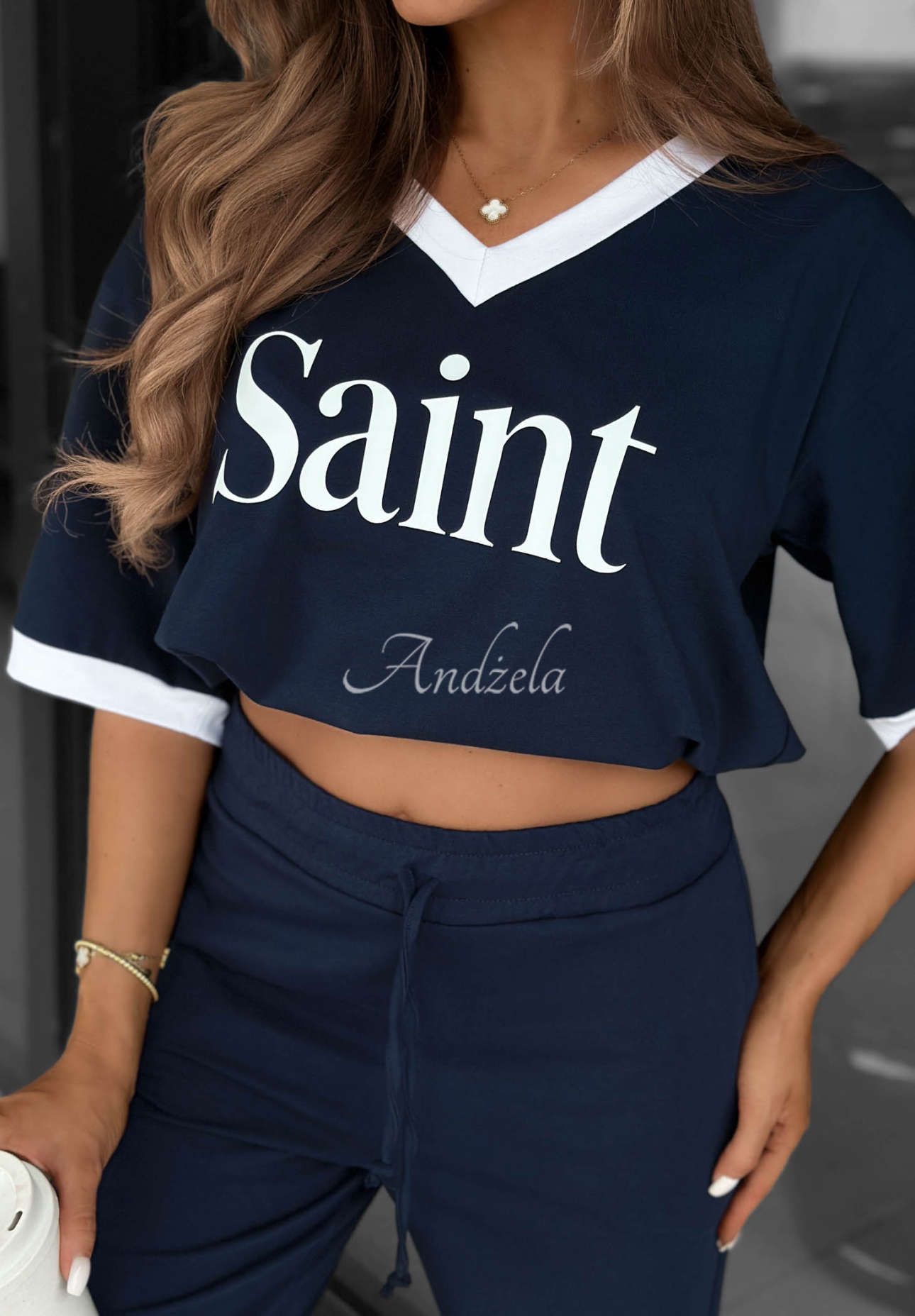 Baumwoll-T-Shirt mit Aufdruck Saint Dunkelblau