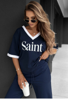 Bawełniany T-Shirt z nadrukiem Saint Dunkelblau
