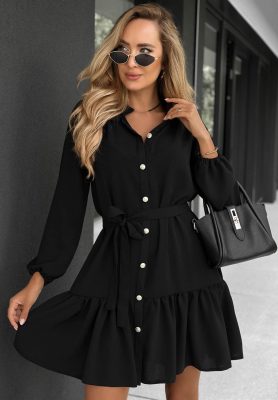 Viskose-Hemdkleid mit Rüsche Call My Name Schwarz