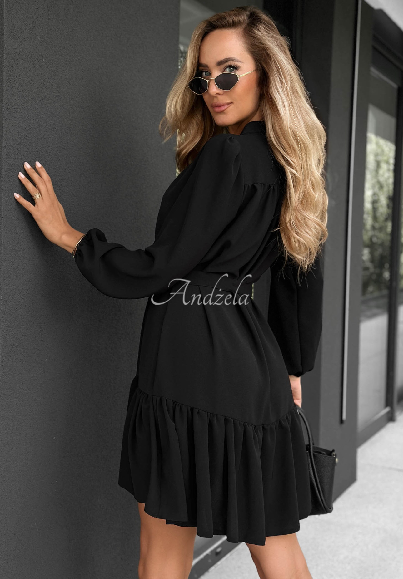 Viskose-Hemdkleid mit Rüsche Call My Name Schwarz