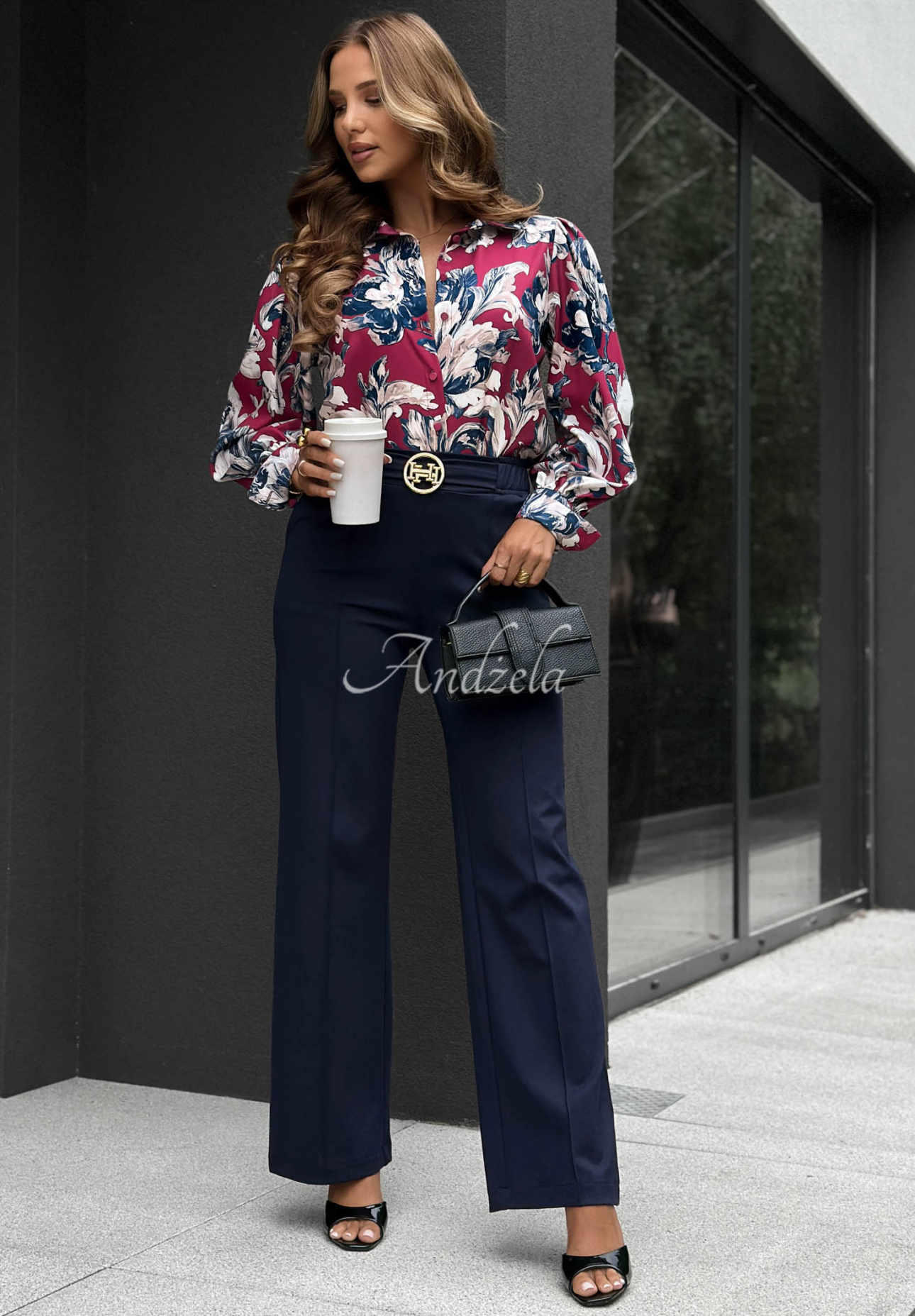 Viskosehose mit Ziernähten Classy Mood Dunkelblau