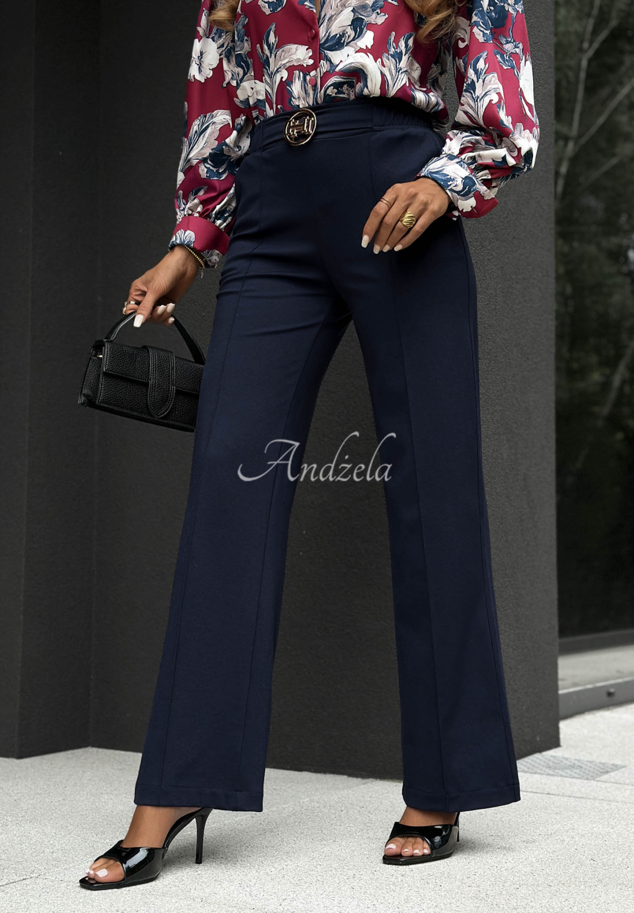 Viskosehose mit Ziernähten Classy Mood Dunkelblau