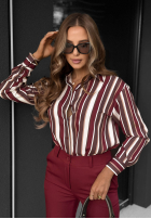 Hemd w paski Velvet Dream burgundowo-Schokoladenbraun