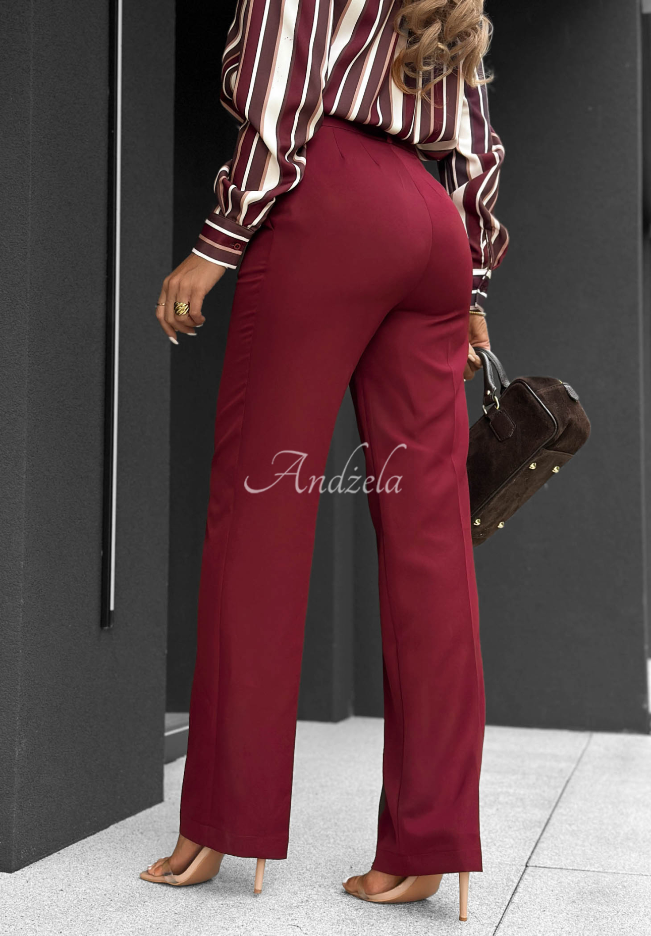 Elegante Hose wide leg aus Viskose Perfect Timing Burgunderrot